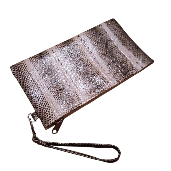 ykk Handbags - Gray and Cream Clutch with Snake Skin Design